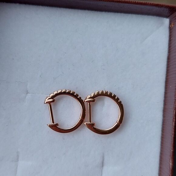 925 Sterling Silver Rose Gold Earrings - Picture 7 of 8